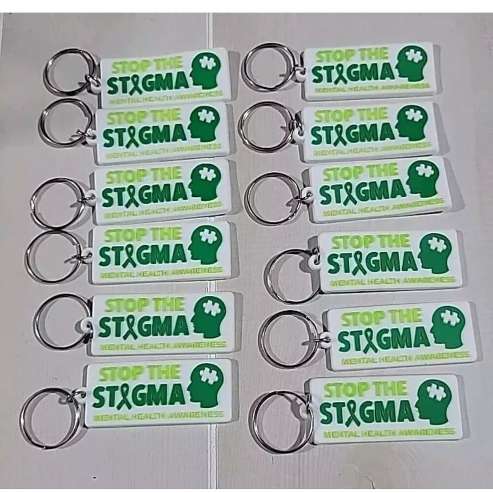Set of 12 Mental Health Awareness Rubber Keychains Stop the Stigma 2 1/2"